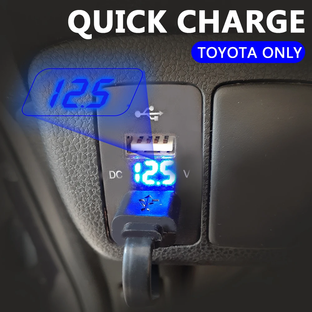 Dual USB QC Car Socket Charger 12-24V 4.2A Dual USB Voltmeter Mobile Phone Quick Charge Power Adapter For Toyota