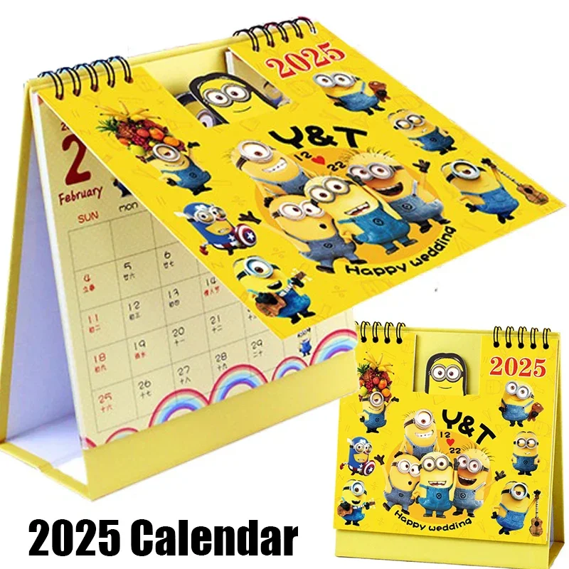 Minions 2025 Desk Calendar Anime Funny Standing Calendar Students Schedule Table Planner Yearly Agenda Organizer Office Supplies