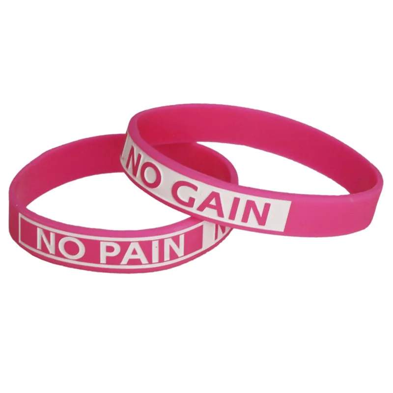 1PC New Design No Pain No Gain Silicone Wristband Motto Inspirational Rubber Bracelets & Bangles Fitness Armband Gift SH082