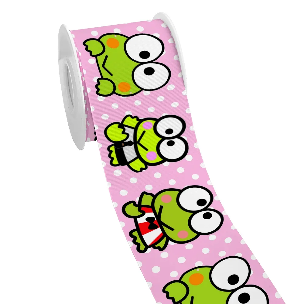 Sanrio Cartoon Kero Kero Keroppi Grosgrain Ribbon for Gift Wrapping DIY Sewing Art 10yards Satin Ribbon