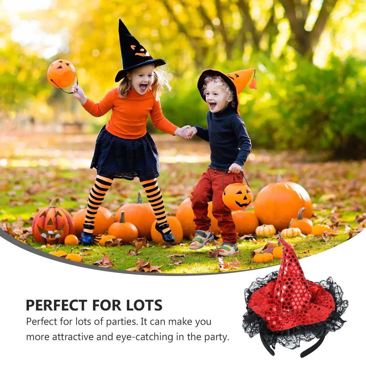 قبعة ساحرة للهالوين الحمراء، عصابة رأس للحفلات التنكرية، لوازم الأداء، متينة تدوم طويلاً، هدية ممتعة للأطفال والأصدقاء