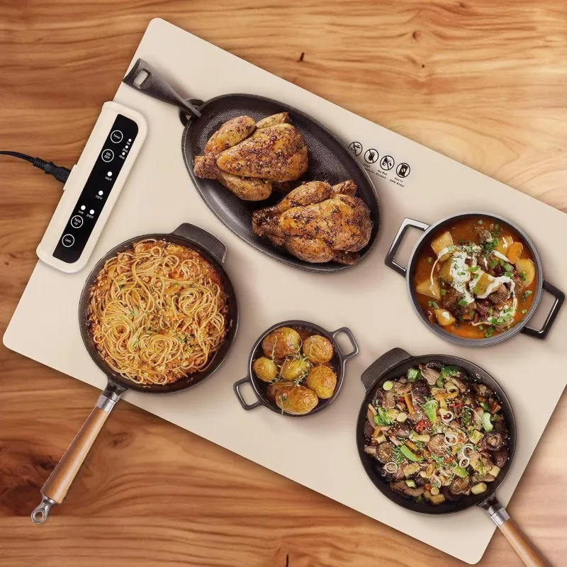 

Foldable Food Grade Silicone Electric Heating Food Warmer Table Heater Mat with Temperature Display