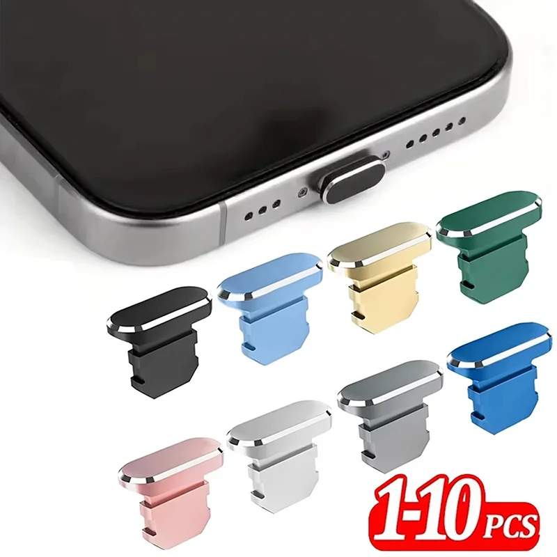 2-10PCS Metal Anti Dust Plug For IPhone 14 13 12 11 Pro Max XS 8 Plus IPad AirPods Series Lightning Port Cover Dock Plug Stopper