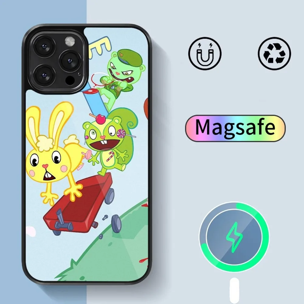 Cartoon Happy Tree Friends Phone Case For iPhone 14 13 12 11 15 Pro Max Plus Magsafe Magnetic Cover