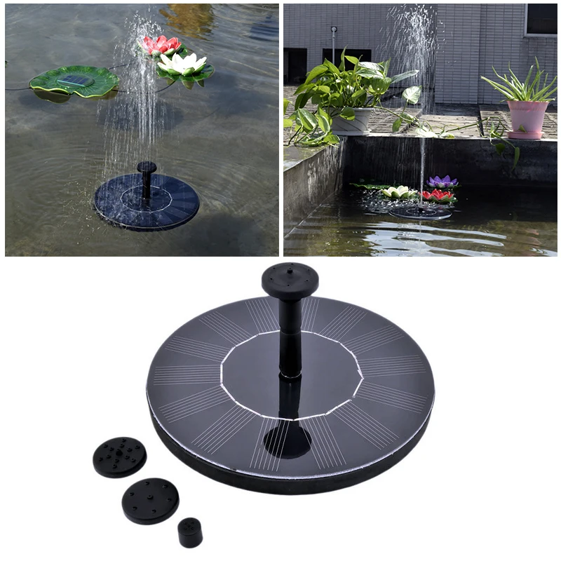 

Hobbylane Round Solar Fountain Floating Solar Powered Fuente Floating Water Pump 3 Sprinkler Heads Pond Garden Patio Decor