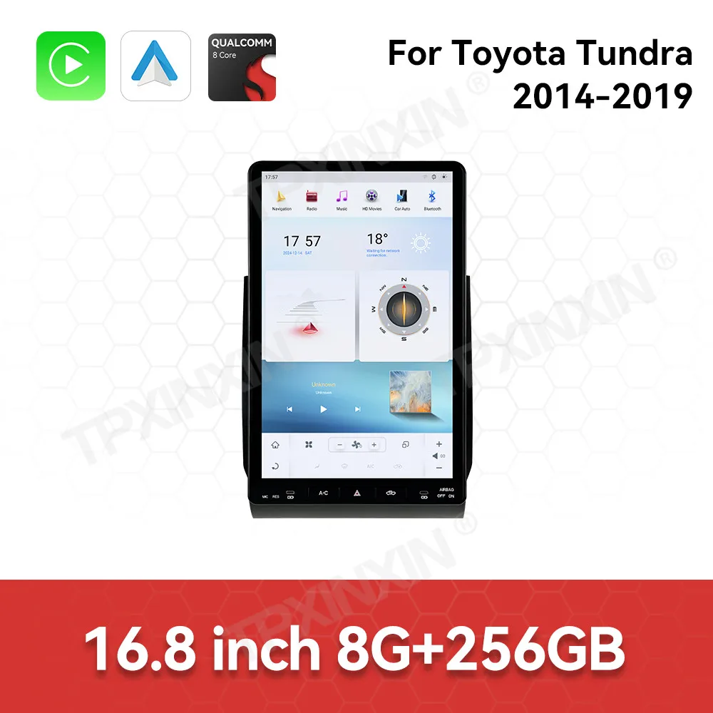 Car Accessories Radio For Toyota Tundra 2014-2019 Android Auto GPS Navigation Multimedia Stereo Receiver Head Unit Offline Maps