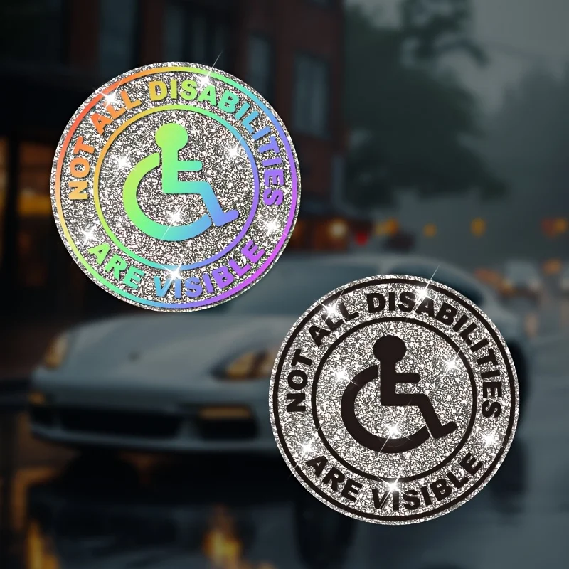 1pc Glitter Not All Disabilities Are Visible Stickers Removable No Residue Decals For Car Truck Van Motorcycle Laptop Wall