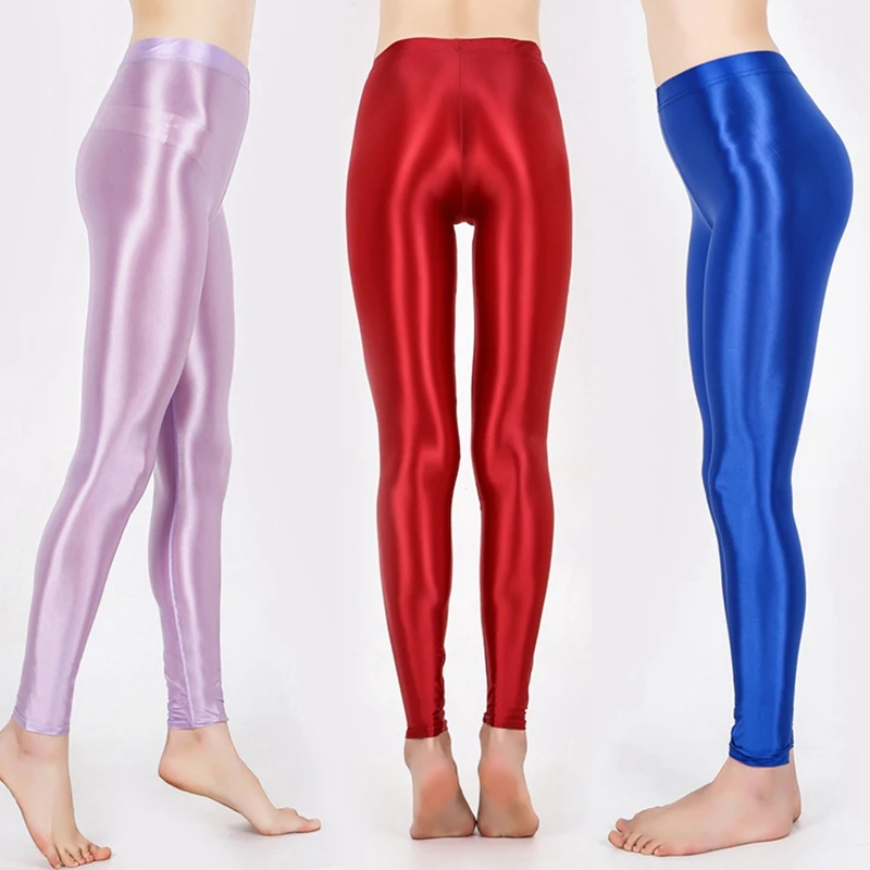 Pantalon de danse de Ballet de gymnastique collants brillants pantalon brillant pantalon doux sans couture collants lisses en soie femmes bas en Satin pailleté fille