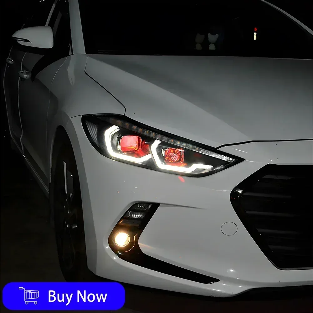 لشركة هيونداي إلنترا 2016-2020 مصابيح السيارة الأمامية LED مجموعة المصابيح الأمامية للسيارات ترقية BMW نمط 2 عدسة العارض أداة الملحقات #4