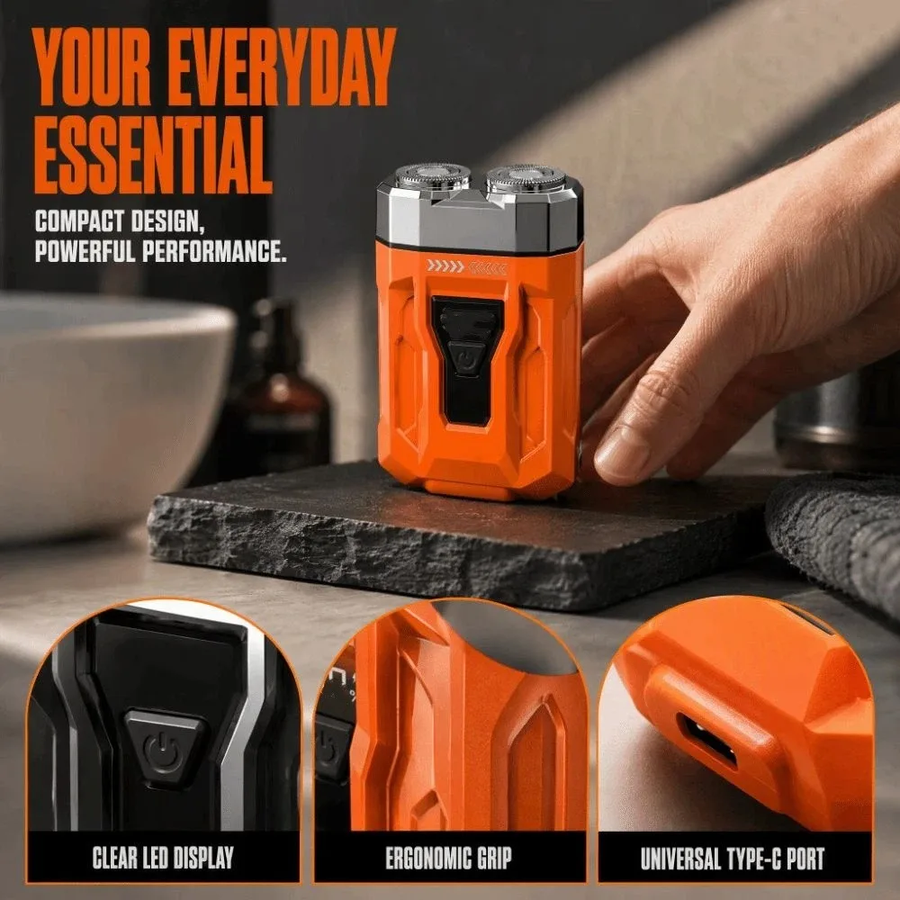 Dual-Head Electric Shaver Compact Lightweight Beard Trimmer Digital Display Pocket-Sized Portable beard grooming Household Use