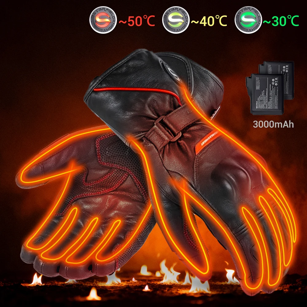 

Мотоциклетные перчатки с подогревом, водонепроницаемые перчатки из натуральной кожи с подогревом, перчатки с сенсорным экраном, перчатки для езды на мотоцикле, перчатки с подогревом