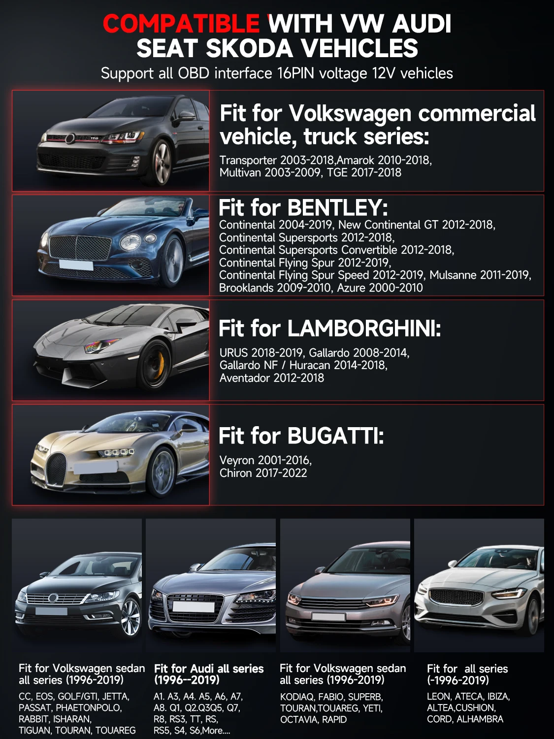 ANCEL VD500 Obd II ماسح ضوئي تشخيصي لـ V-A-G تحقق قارئ رمز ضوء المحرك النفط EPB خنق إعادة تعيين obd2 السيارات الماسح الضوئي