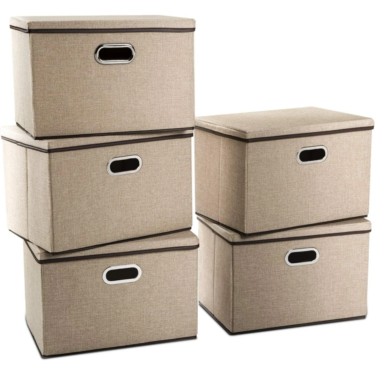 

Fabric Foldable Storage Bins Boxes Organizer Containers Cube with Cover for Home Bedroom Closet Office Nursery (17.7x11.8x11.8)