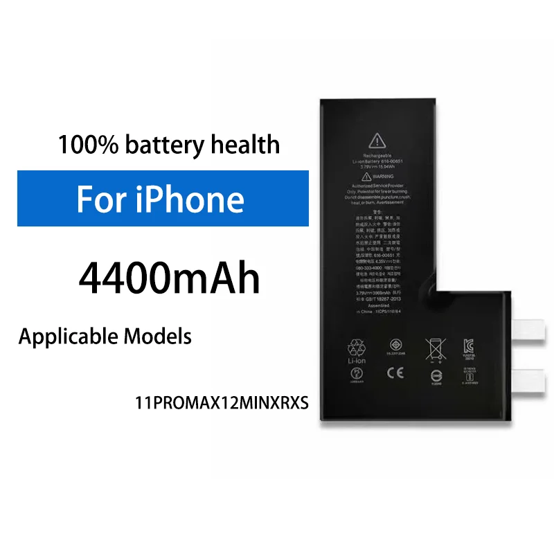 4400mAh High Capacity Transplant Battery Cell For Apple iPhone 6SP 7 8 XR XS 11 Pro Max 12 Mini Repair Replacement
