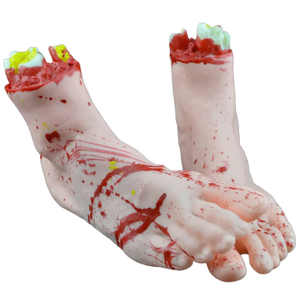 

4Pcs Chopped Human Parts Horror Props Realistic Skin Color Broken Hand Foot for Halloween Prank Party Decoration Stage Show Prop