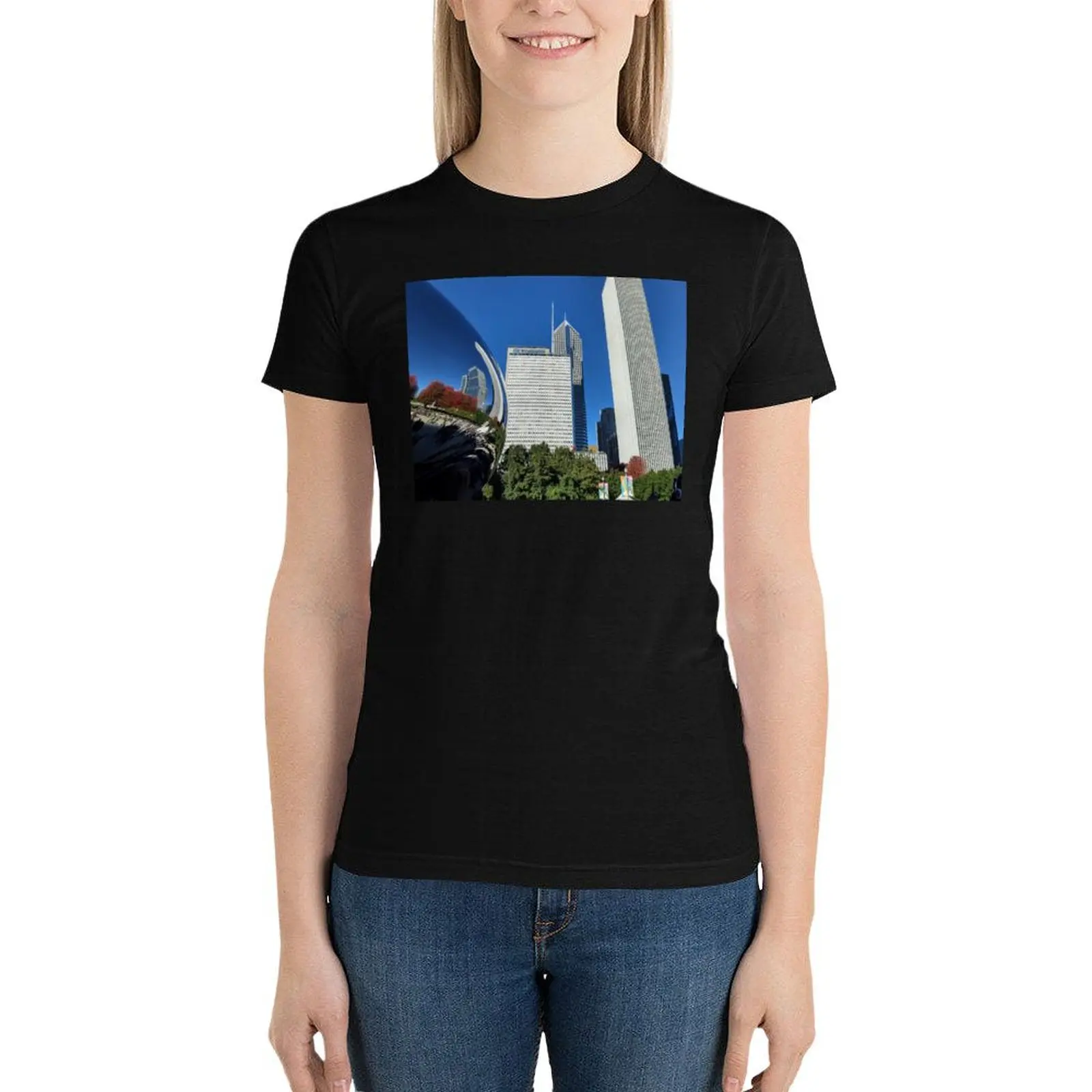 Cloud Gate Bean in Chicago, Illinois T-Shirt tees Female clothing cute tops t shirt for Women
