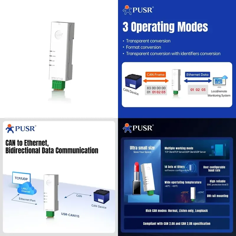 AP01 for USR-CAN115 CAN to Ethernet Bi-directional Converter Industrial TCP Server Client UDP Server Client Gateway Module