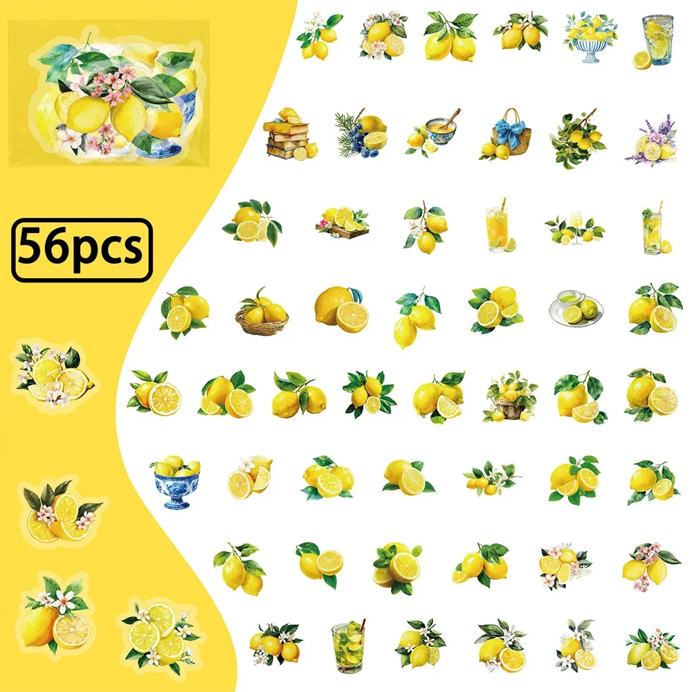 112pcs Lemon Themed Decorative Stickers PET Transparent Waterproof Decals for Bathroom Wall Mirror