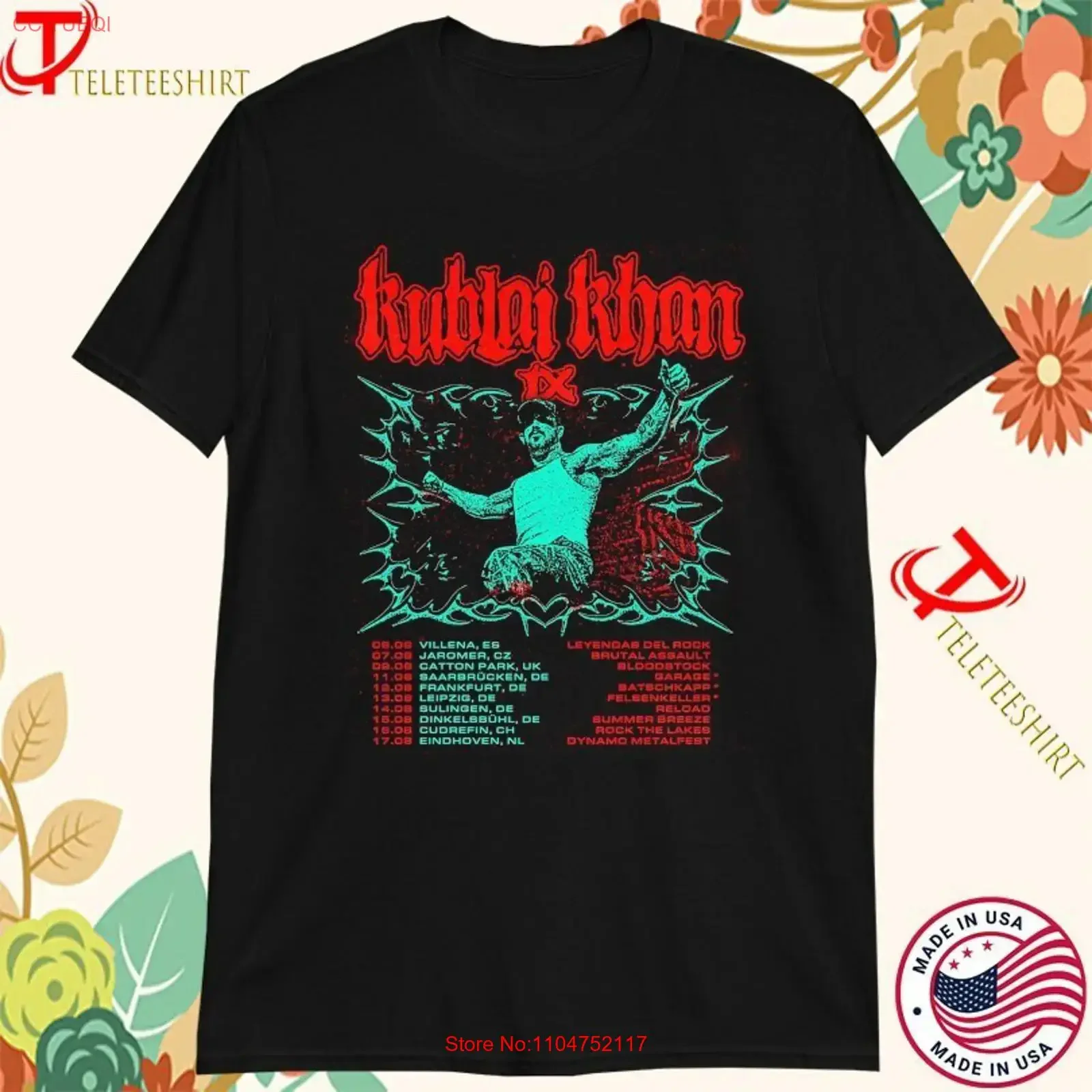 Kublai Khan TX 2025 European And UK Tour Summer Dates T Shirt vintage Washed streetwear Top For Everyday Wear Stylish fashion