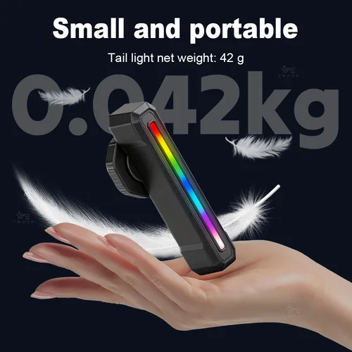 Imagen 2 del producto Luz trasera de bicicleta RGB, portátil, recargable por USB, accesorios para bicicletas, Ciclismo de Carretera, impermeable, linterna para bicicleta de conducción al aire libre