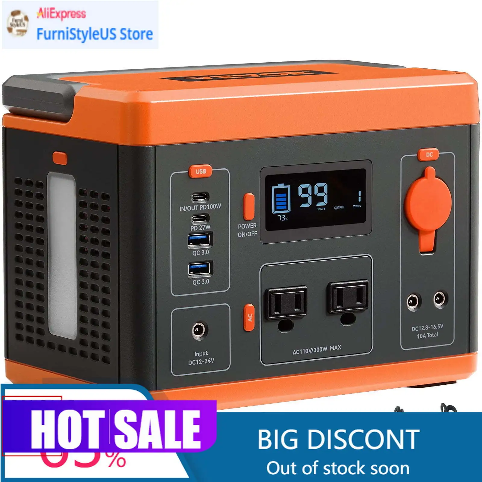 

Home Emergency Generator VEVOR Portable Power Station, 296Wh Solar Generator With 300W Backup Lithium Battery