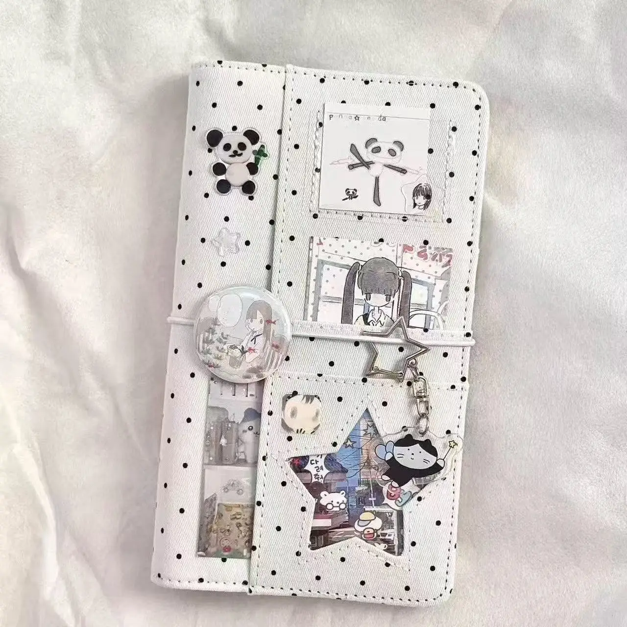 Cuaderno planificador de hojas sueltas A6 de mezclilla con lunares estilo coreano, de alta estética, portátil, para notas y diario DIY, regalo bonito 2026
