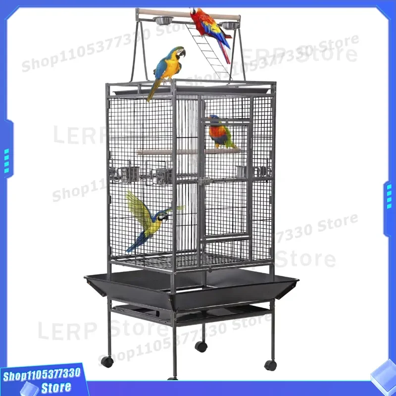 Large Portable Stainless Steel Bird Cage for Parrot Canary Outdoor Travel Pet House Durable Metal Aviary Supplies for Small