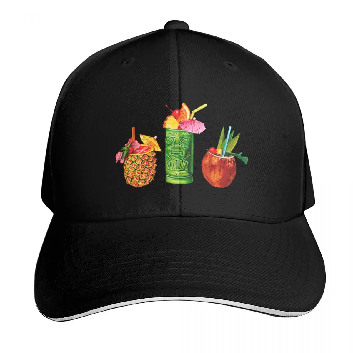 

Tiki Cocktail Pattern - Yellow Baseball Cap Hat Baseball Cap Military Tactical Cap Christmas Hat New Hat Golf Men Women's