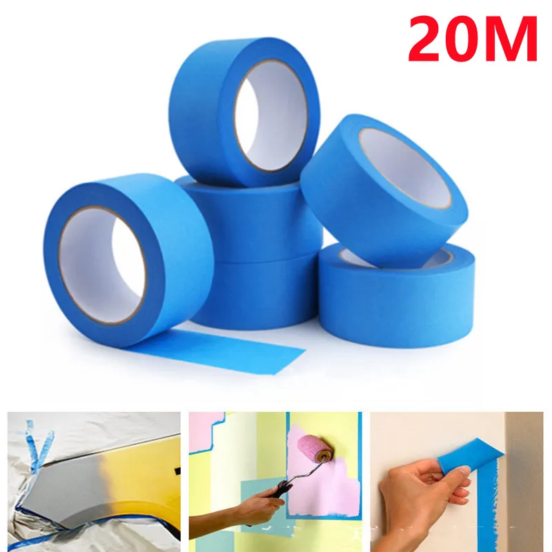 20M/Roll Paint Tape Multi-Surface Masking Easy Removal Paint Tape Security Wall Painting Crafts Art Construction Home