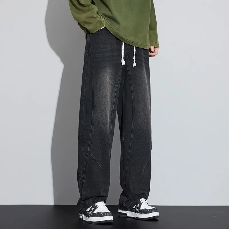 

Модные осенние джинсы, свободные повседневные прямые мужские брюки, универсальные удобные длинные брюки American High Street Sle