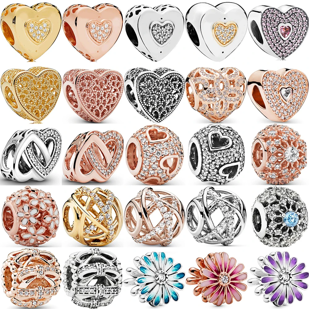 925 Sterling Silver Bead Signature Filled With Romance Entwined Heart Charm Fit Fashion Women Bracelet Bangle Gift DIY Jewelry
