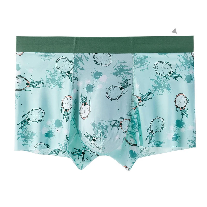 Ijs Zijde Naadloze Heren Ondergoed Snel Droog Sexy Slipje Heren U Bulge Buidel Onderbroek Mode Print Grote Maat Boxershorts