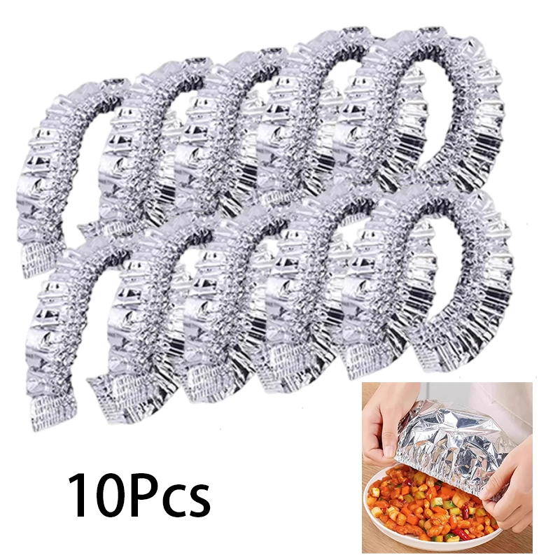 10PCS Repeatable Aluminum Foil Insulation Covers - Eco-Friendly Kitchen Food Covers For Bowls & Dishes Storage For Kitchen
