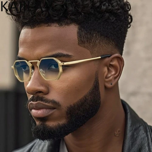 Imagen 2 del producto Gafas de sol hexagonales Steampunk con montura pequeña para hombre, marca de lujo 2025, gafas Punk Vintage, gafas de sol poligonales clásicas de Metal para hombre UV400