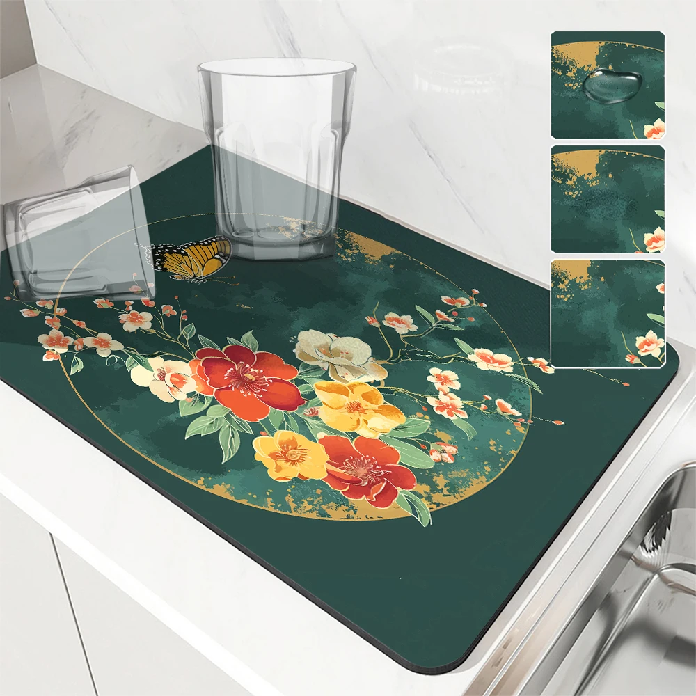 

Кухонный коврик для сушки, акварельный коврик для сушки кофе, впитывающий Подложка для сушки стаканчиков, аксессуары для украшения стола