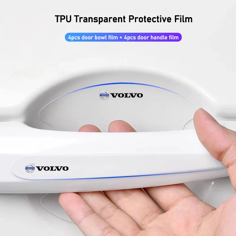 

8 шт., защитные пленки для чаши дверных ручек автомобиля, наклейки против царапин для Volvo XC60 V60 V70 XC40 XC90 V90 V40 EC40 EX40 S80 S60 S90