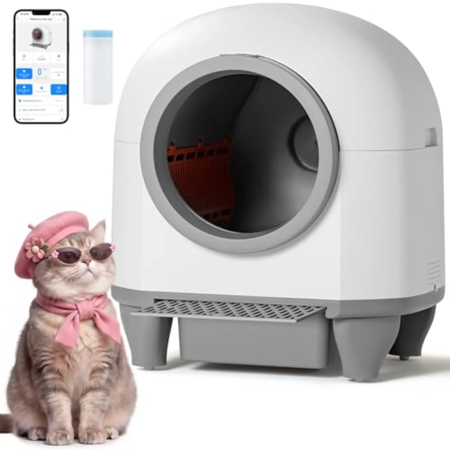 Self-Cleaning Litter Box with App Control for Large & Multiple Cats | Automatic Smart Litter Box with Safety Sensors