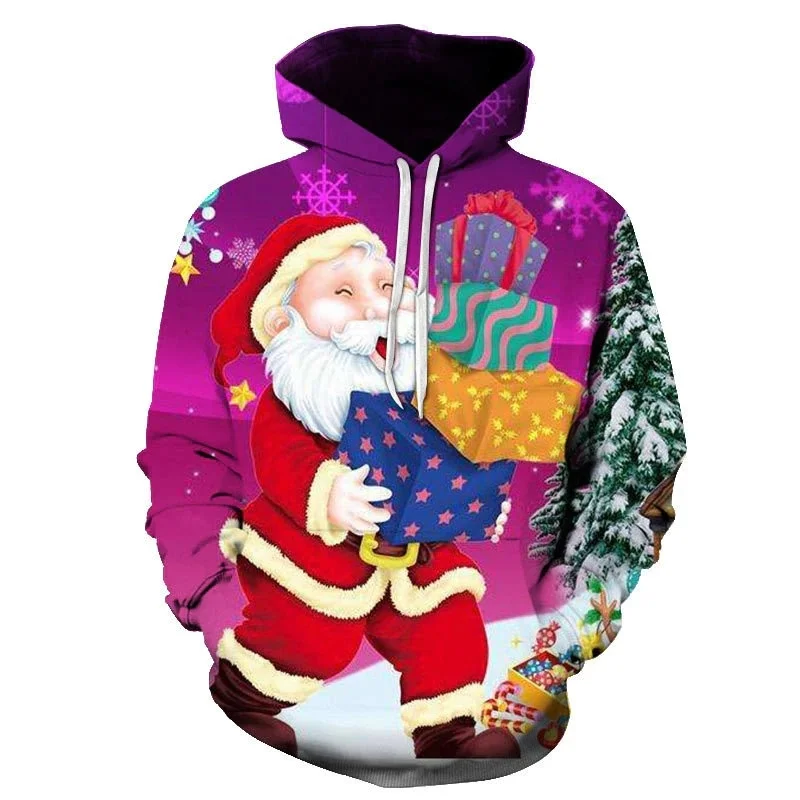 

Christmas Jerse Red Santa Claus Snowman Elk Men Hoodies Autumn Winter 3DPrinted Fashion Sweatshirts Leisure Hip Hop Y2k Clothes