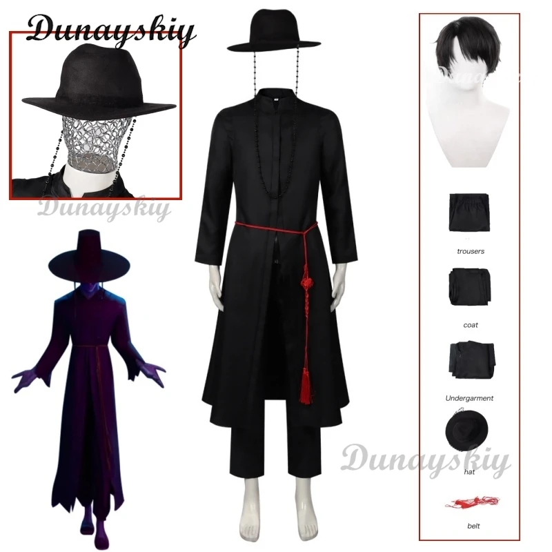 Saja Boys Jinu Cosplay Anime película demonio KPOP Huntrix escenario traje coreano batas negras traje Unisex disfraz de Halloween