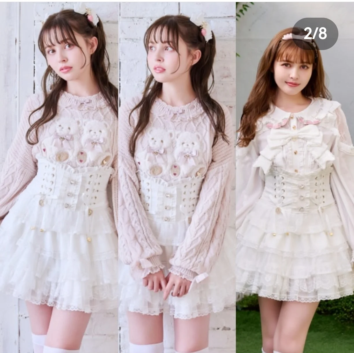 ليز الكلاسيكية تنورة اليابانية الحلو فتاة لطيف القوس الدانتيل كعكة صغيرة تنورة ربيع الخريف المرأة الجديدة عالية الخصر ضئيلة لوليتا تنورة قصيرة #2