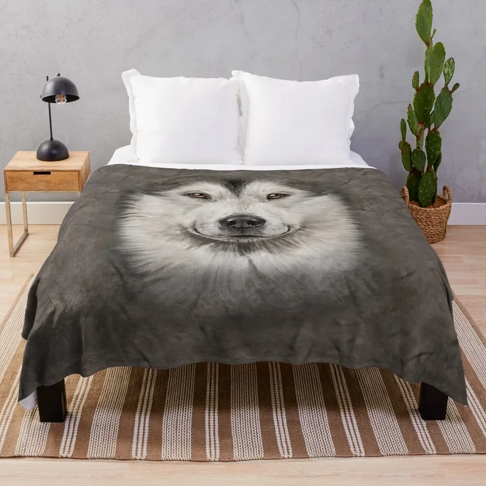 

Mens Womens Alaskan Malamute Face 3d Gift Throw Blanket blankets and throws valentine gift ideas Blankets