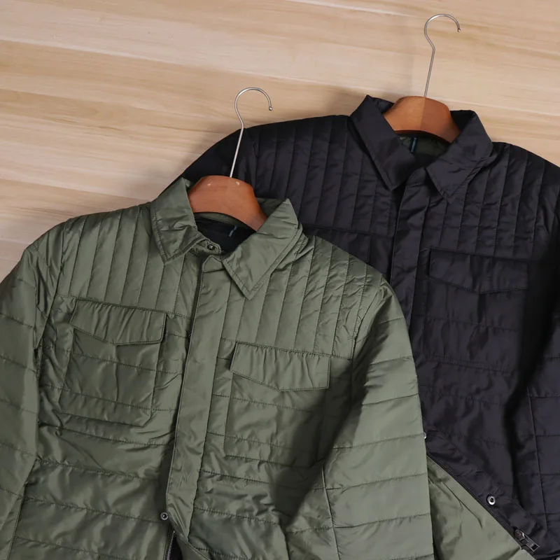 Lightweight Warm Cotton Jacket Men's Outdoor Casual Shirt Style Autumn Winter Fashion City Loose Fit Long Sleeve Button up