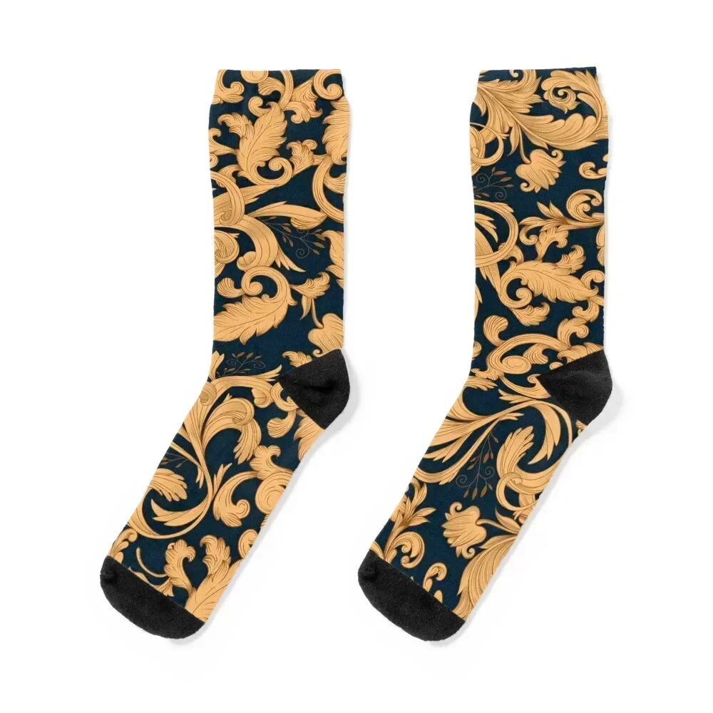 

Golden Rich ornamental Background Socks hiphop Children's Stockings man Soccer Socks Men Women's