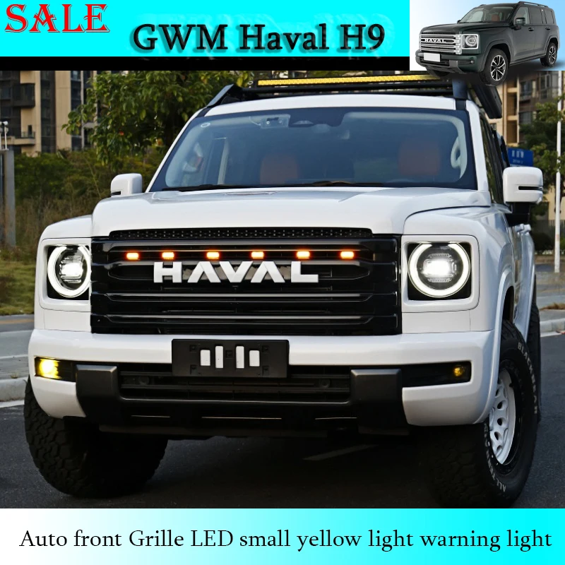 

Fit for GWM Haval H9 2024-2025 Auto Front Grille LED Small Yellow Light Warning Light Car Off-road Exterior Decoration Piece