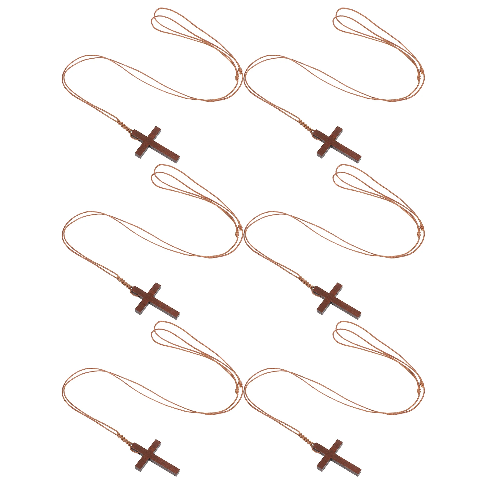 

6Pcs Wooden Natural Wood Crucifix Christian Jewelry for Men Women Daily Wear Car Rearview Mirror Accessory Prayer