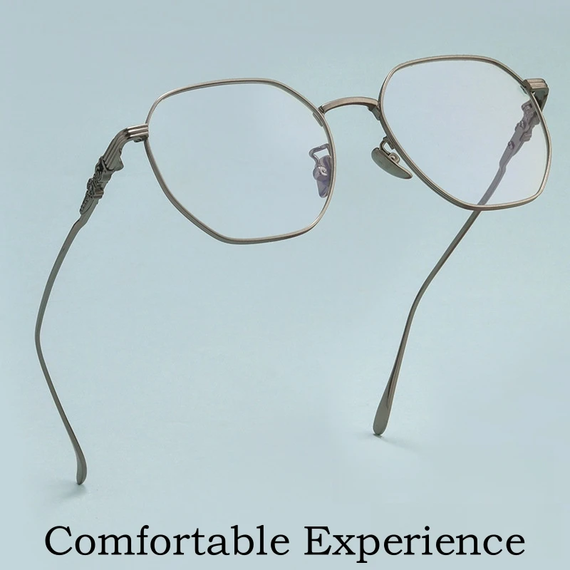 YIMARUILI Fashion Trend Ultra-light Eyewear Retro Polygonal Pure Titanium Optical Prescription Eyeglasses Frames Men and Women