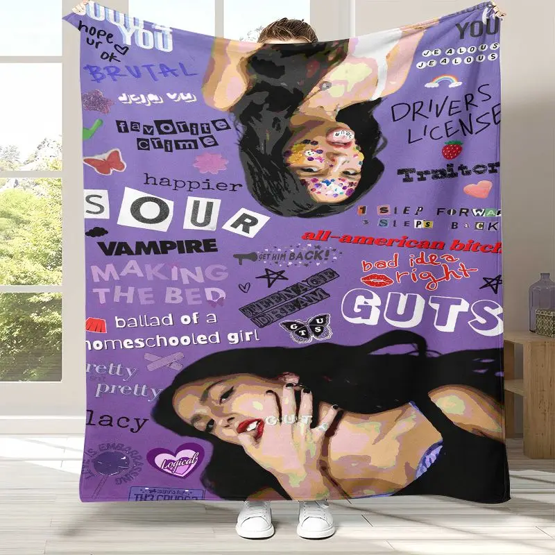 Manta de Franela de Olivia Rodrigo SOUR GUTS, Ultra Suave y Cálida para el Hogar, Dormitorio, Cama, Sofá, Oficina, Camping
