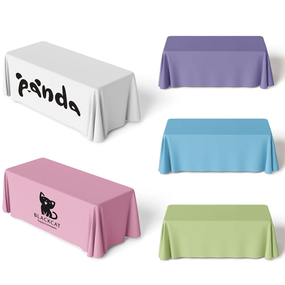 

Trade Show Table Cover, Advertising Fitted Table Cloth with Your QR Code Printed Customized Table Cover, Custom Design