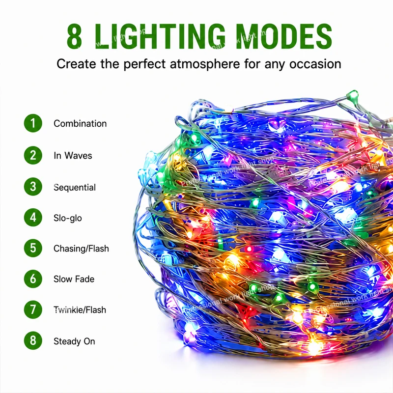 Outdoor Solar LED String Lights, 8 Modes, Waterproof and Corrosion Resistant, Suitable for Gardens and Camping