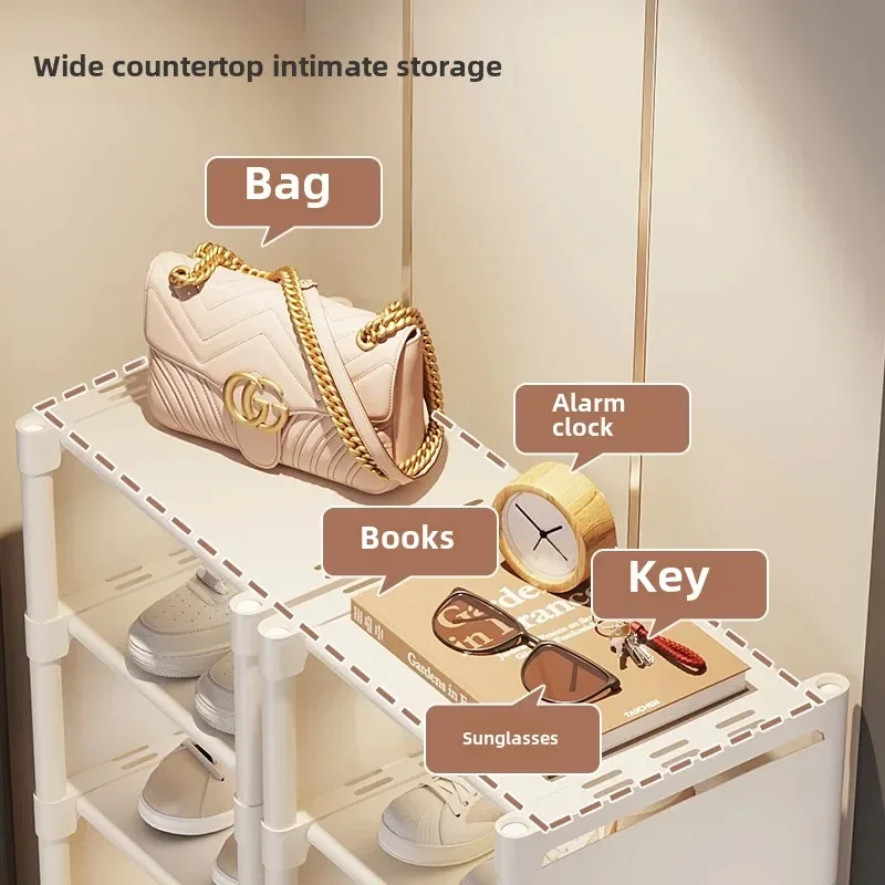 Adjustable Multi-Layer Shoe Organizer Stackable Wall Cabinet Space-Saving Shelf for Corner Storage Entryway Rack